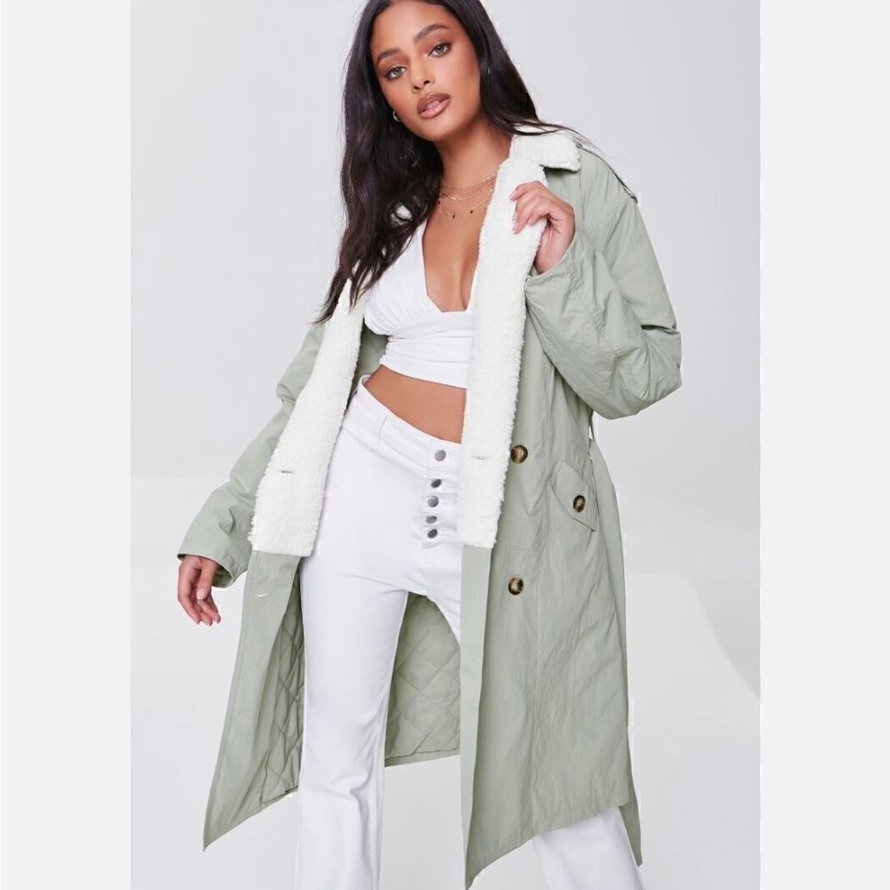 Forever 21 Double-Breasted Belted Trench Coat M